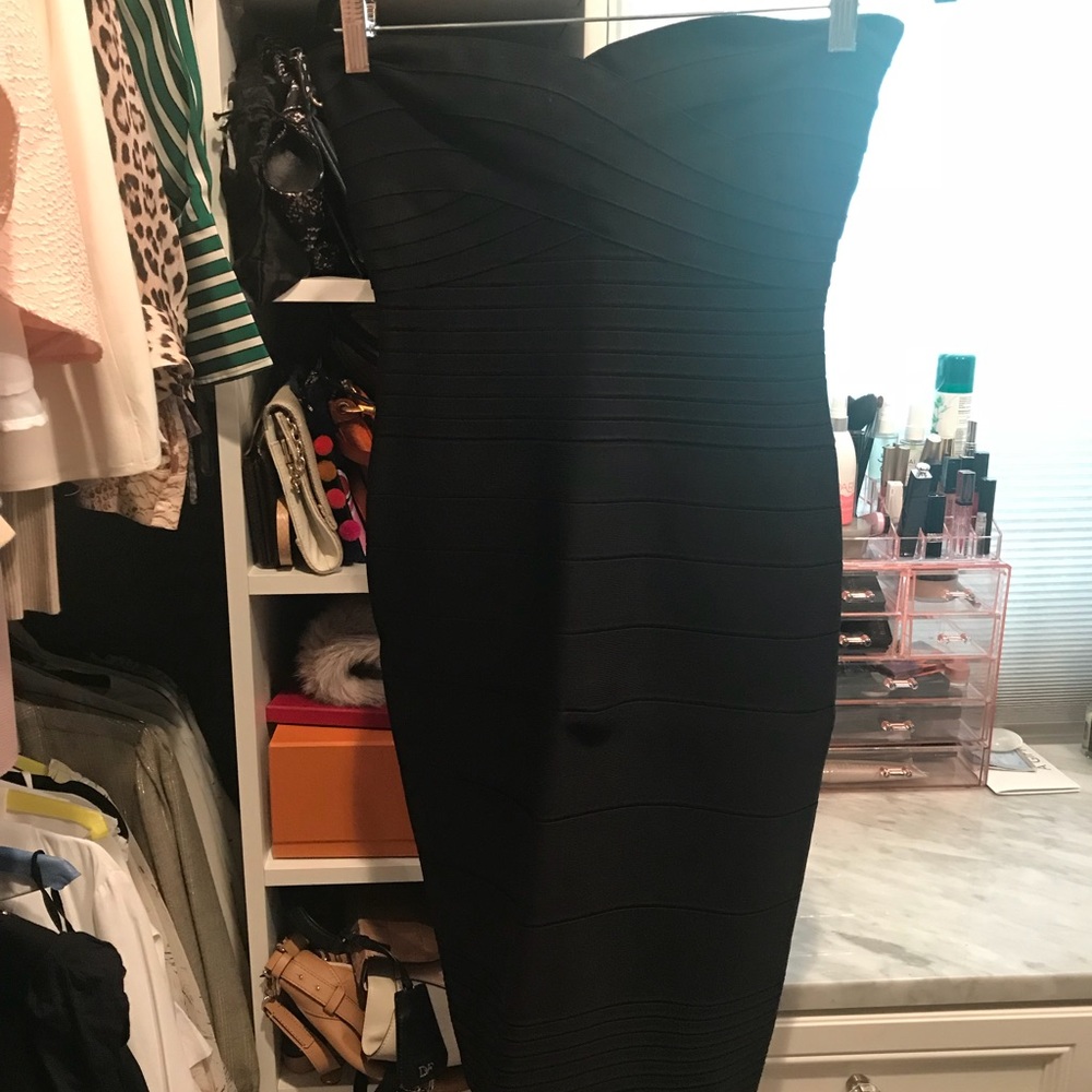 Herve Lager strapless dress. Black. Size Medium.